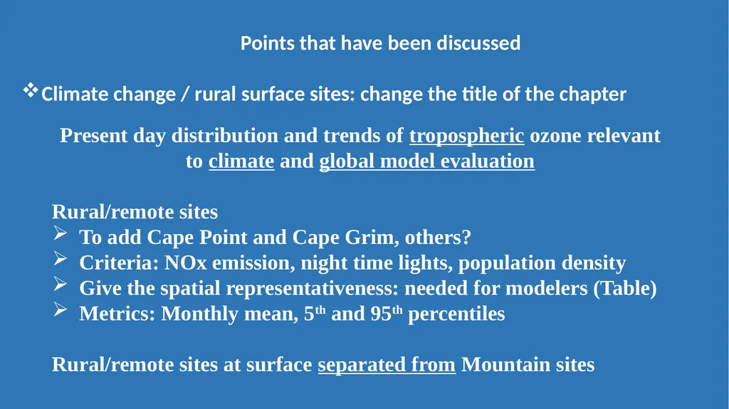 Breakout session – Chapter 6 Present day ozone - slide 5 of 15