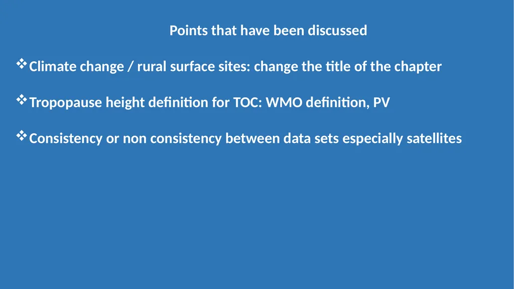 Breakout session – Chapter 6 Present day ozone - slide 7 of 15