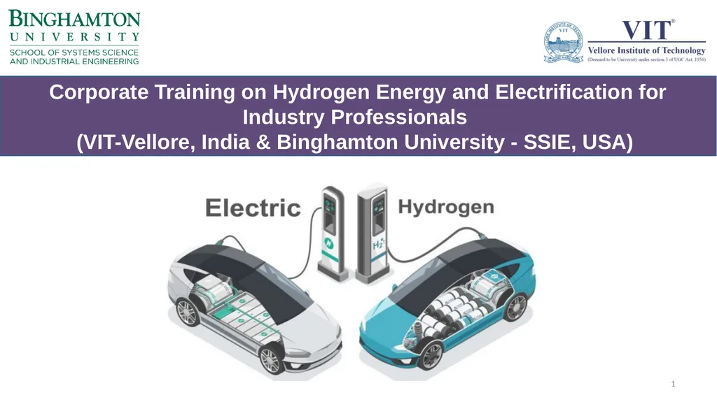 Corporate Training on Hydrogen Energy and - slide 1 of 9