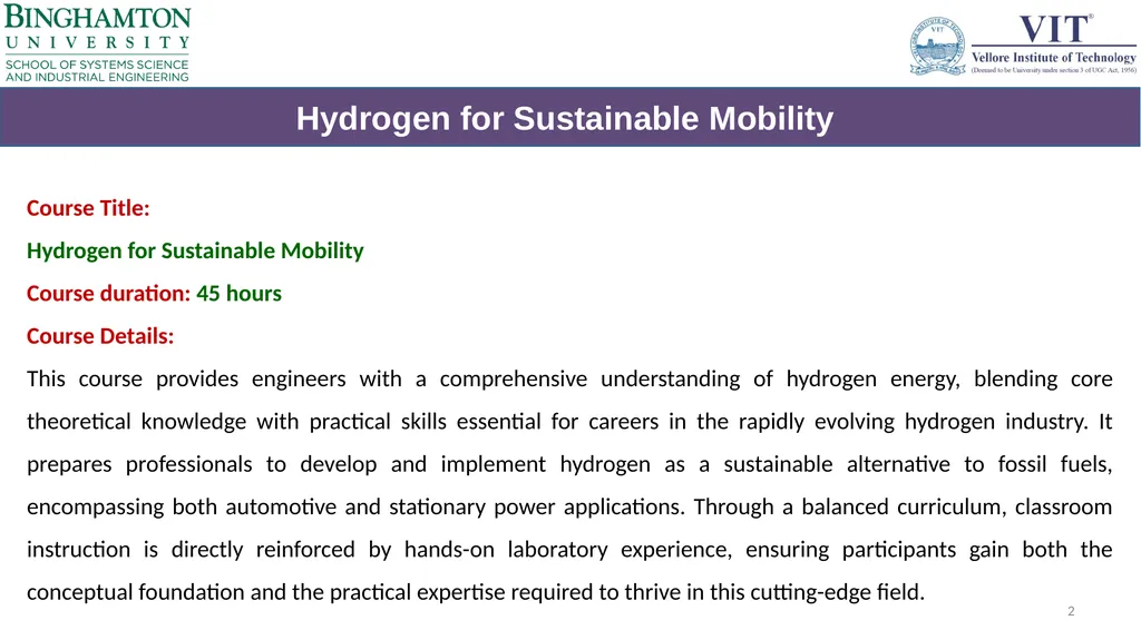 Corporate Training on Hydrogen Energy and - slide 2 of 9