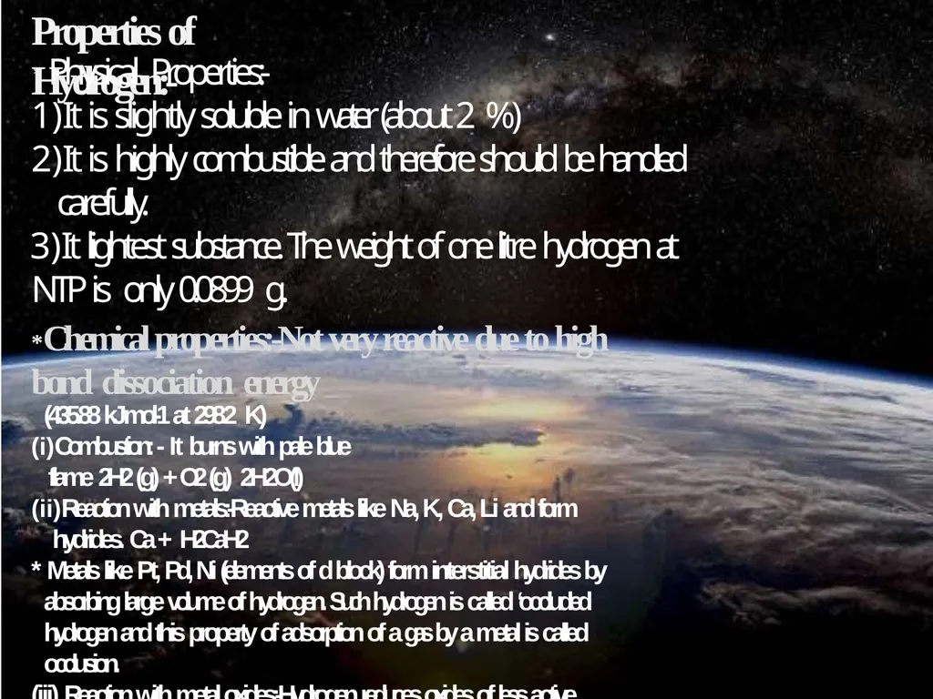 HYDROGEN Position of Hydrogen in Periodic Table - slide 8 of 15