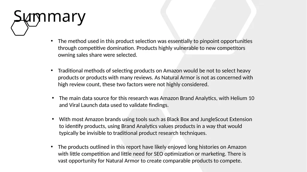 Product Research Analysis Purpose/Goal Discover - slide 21 of 21
