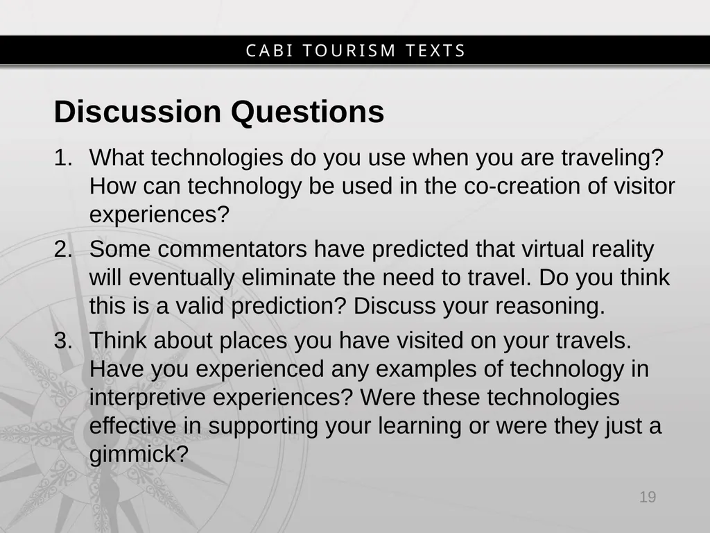 Chapter 10 Tourist Experiences and Information - slide 19 of 22