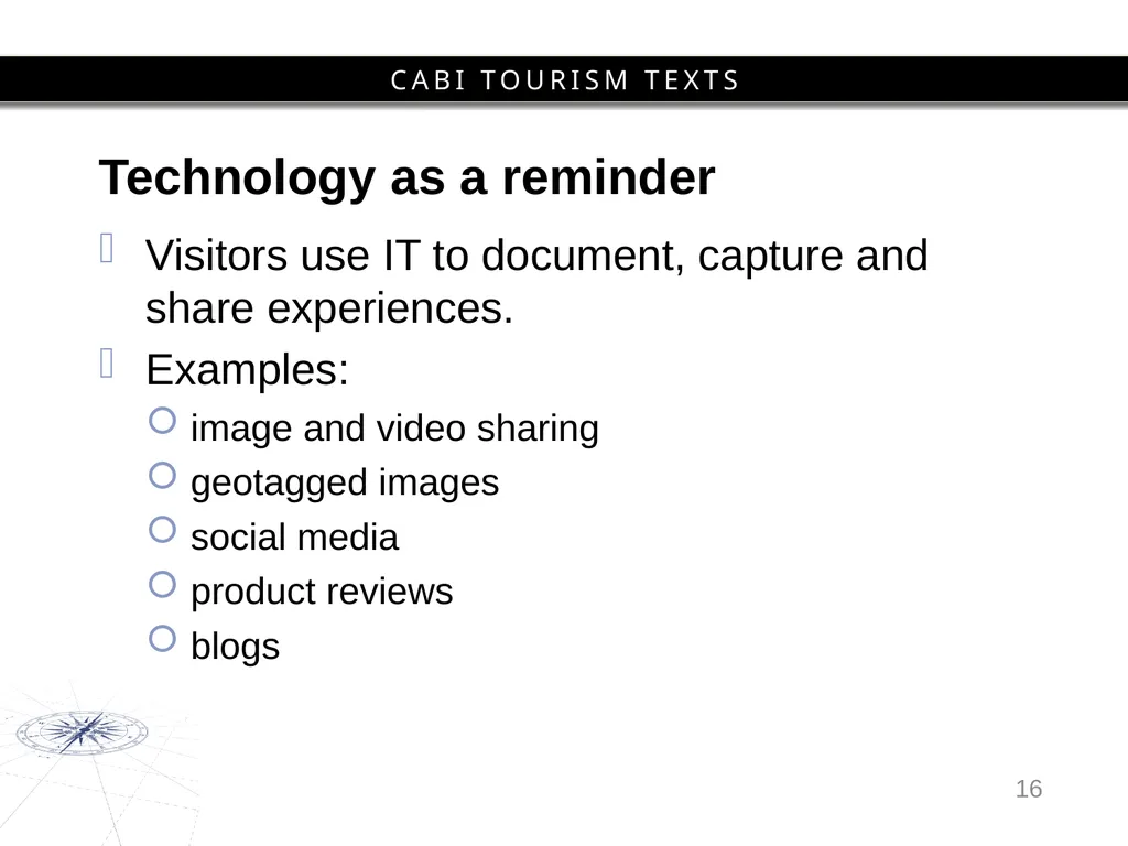 Chapter 10 Tourist Experiences and Information - slide 16 of 22