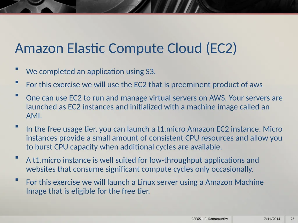 Amazon Web Services (aws) B. Ramamurthy - slide 25 of 31