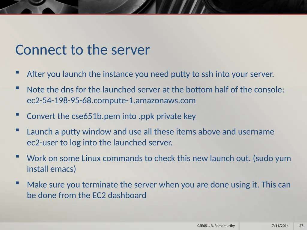 Amazon Web Services (aws) B. Ramamurthy - slide 27 of 31