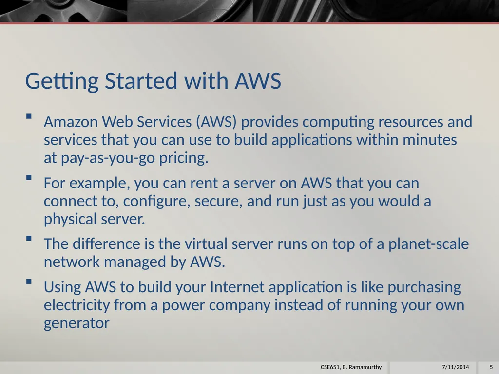 Amazon Web Services (aws) B. Ramamurthy - slide 5 of 31