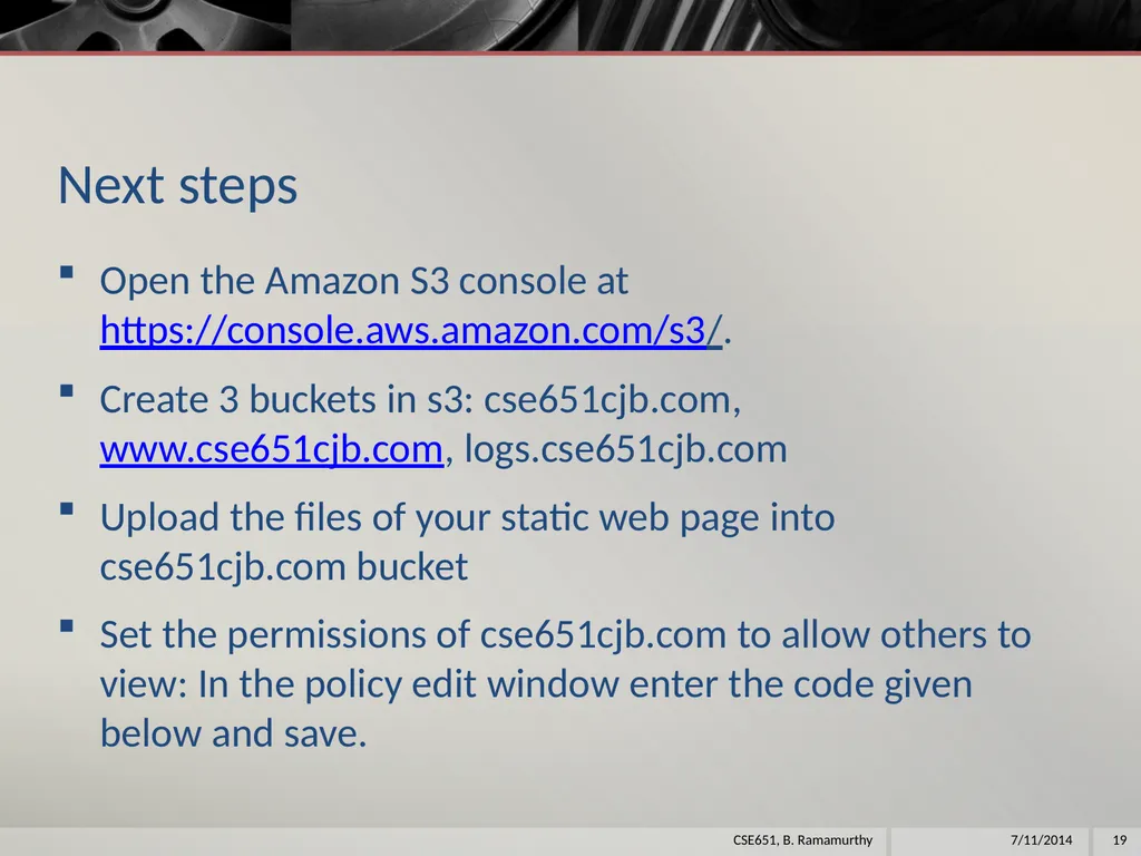 Amazon Web Services (aws) B. Ramamurthy - slide 19 of 31