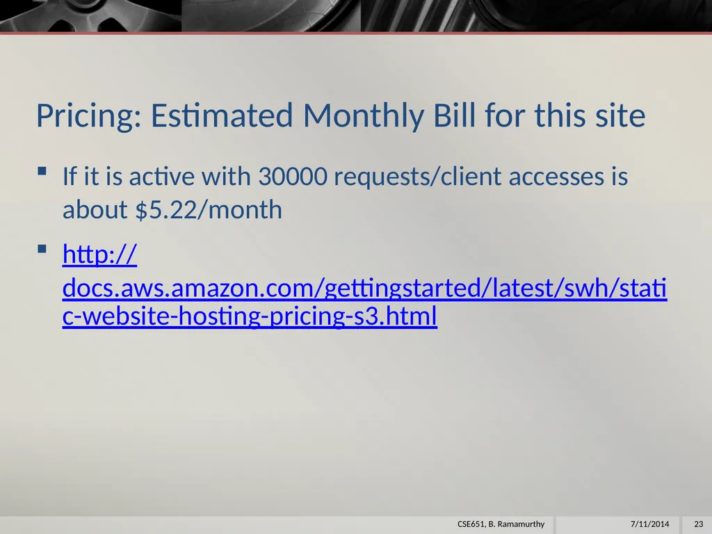 Amazon Web Services (aws) B. Ramamurthy - slide 23 of 31