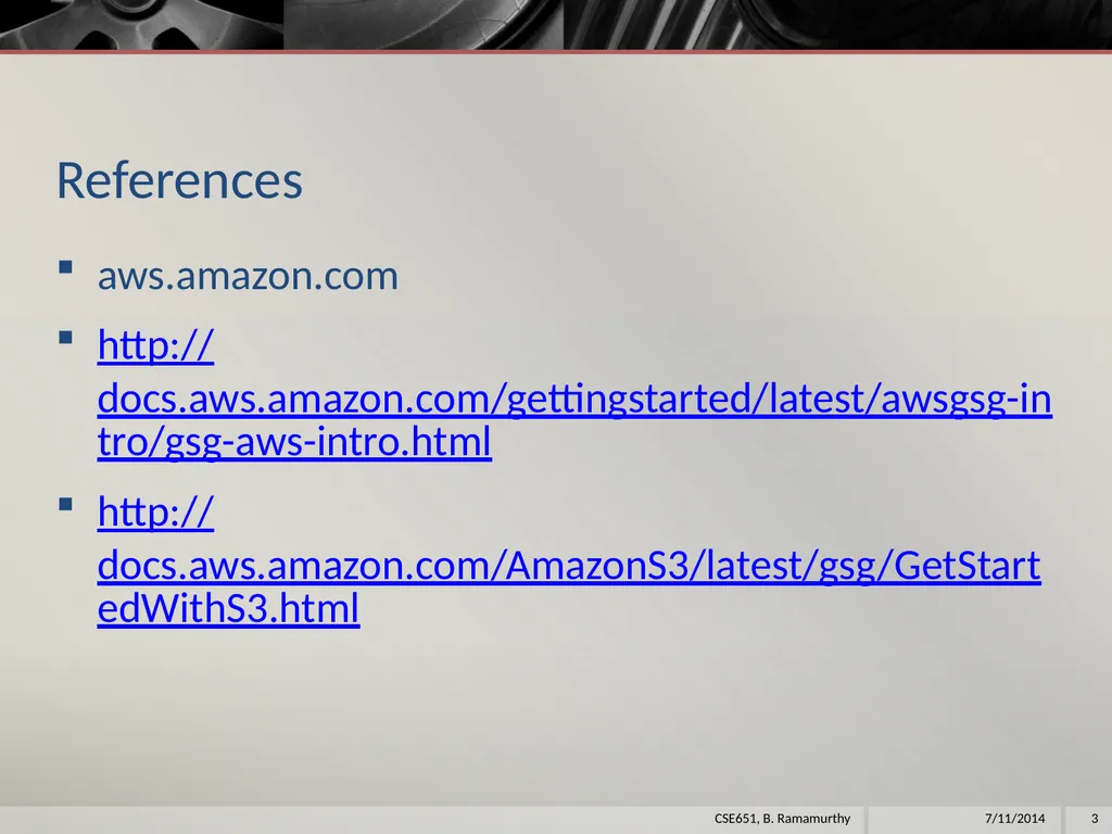 Amazon Web Services (aws) B. Ramamurthy - slide 3 of 31