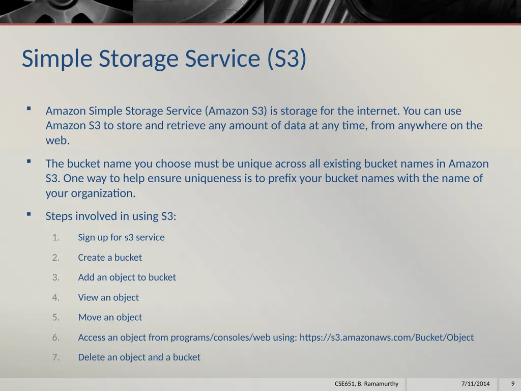 Amazon Web Services (aws) B. Ramamurthy - slide 9 of 31