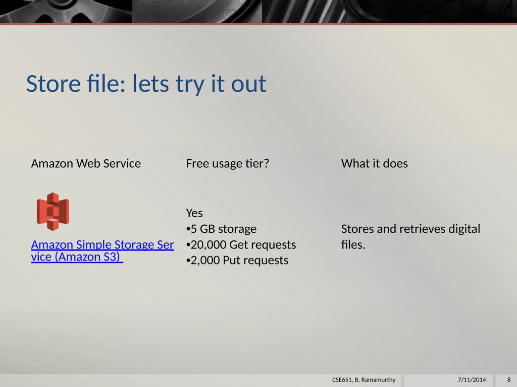 Amazon Web Services (aws) B. Ramamurthy - slide 8 of 31