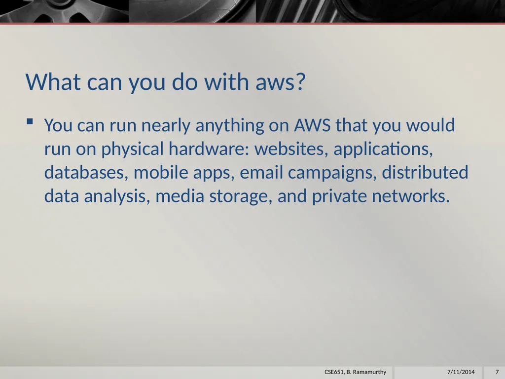 Amazon Web Services (aws) B. Ramamurthy - slide 7 of 31