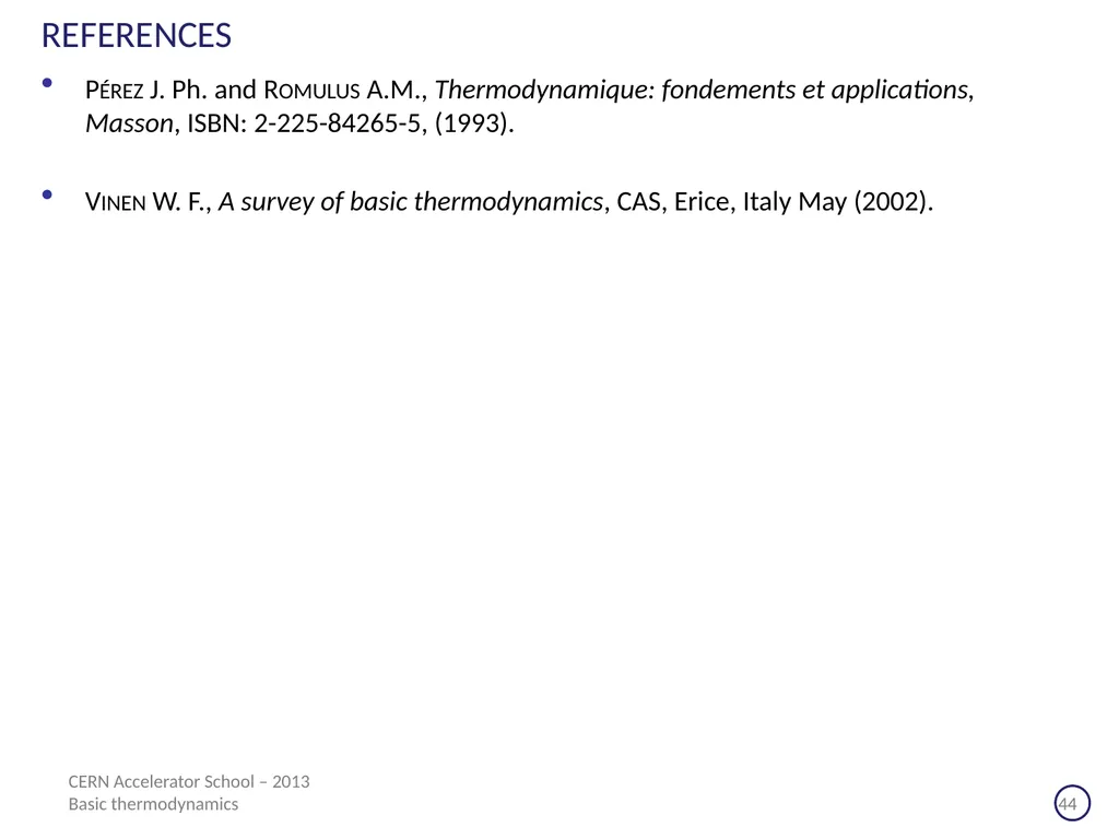 CERN Accelerator School Erice (Sicilia) - 2013 - slide 44 of 45