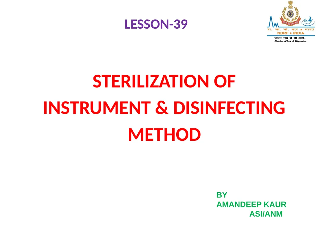 STERILIZATION OF INSTRUMENT & DISINFECTING METHOD - slide 1 of 44