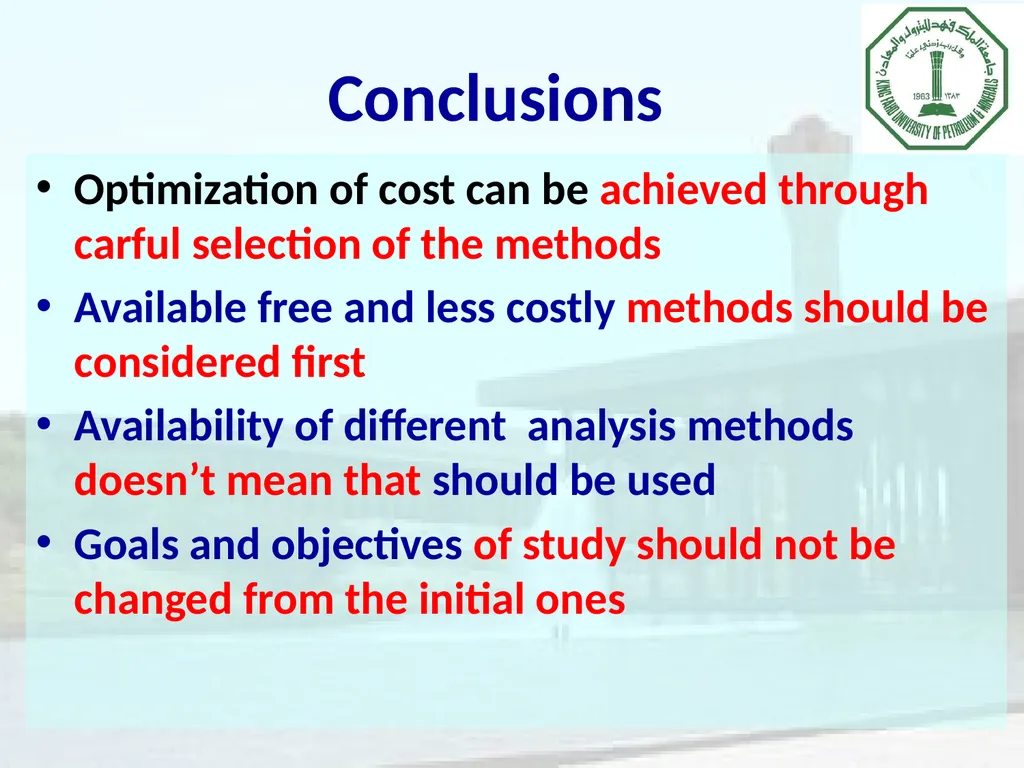 Importance of Methods’ Selection in the - slide 23 of 26