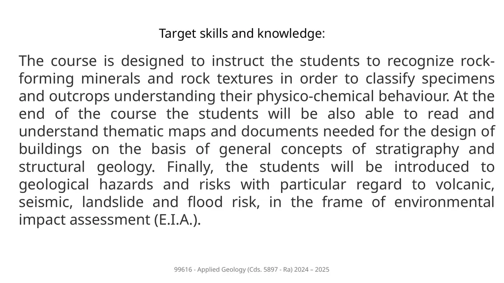 Course presentation 99616 - Applied Geology Cds. - slide 4 of 9