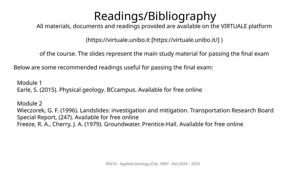 Course presentation 99616 - Applied Geology Cds. - slide 6 of 9