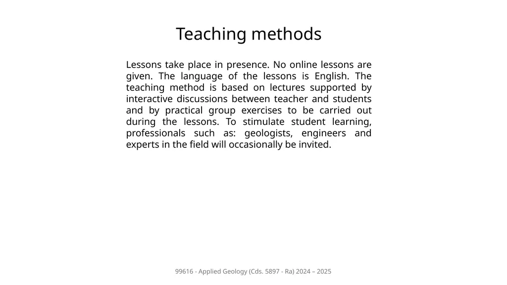 Course presentation 99616 - Applied Geology Cds. - slide 7 of 9