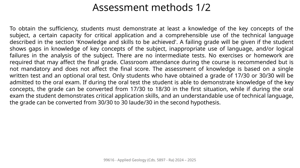Course presentation 99616 - Applied Geology Cds. - slide 8 of 9