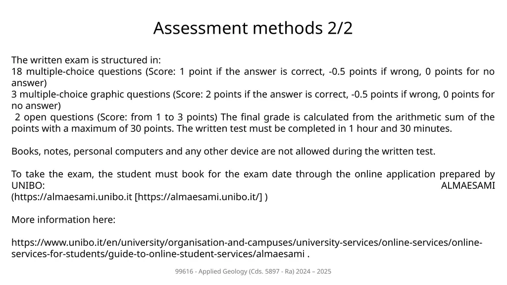 Course presentation 99616 - Applied Geology Cds. - slide 9 of 9