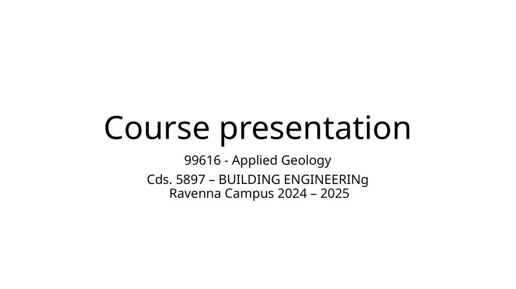 Course presentation 99616 - Applied Geology Cds. - slide 1 of 9