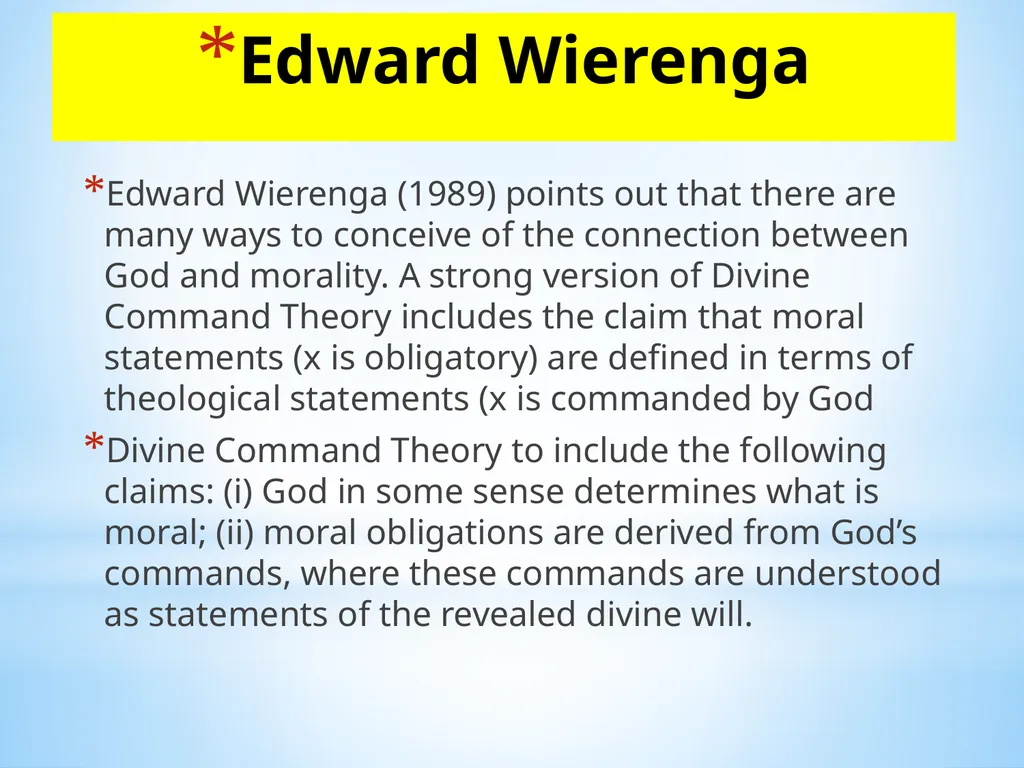 Divine command theory According to divine command - slide 19 of 35