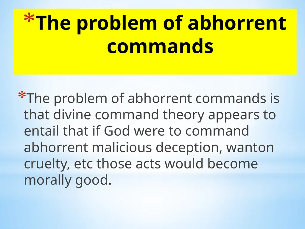 Divine command theory According to divine command - slide 9 of 35