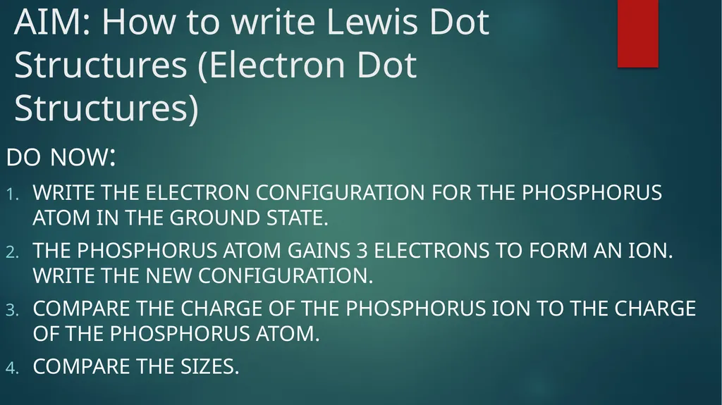 AIM: How to write Lewis Dot Structures (Electron - slide 1 of 16
