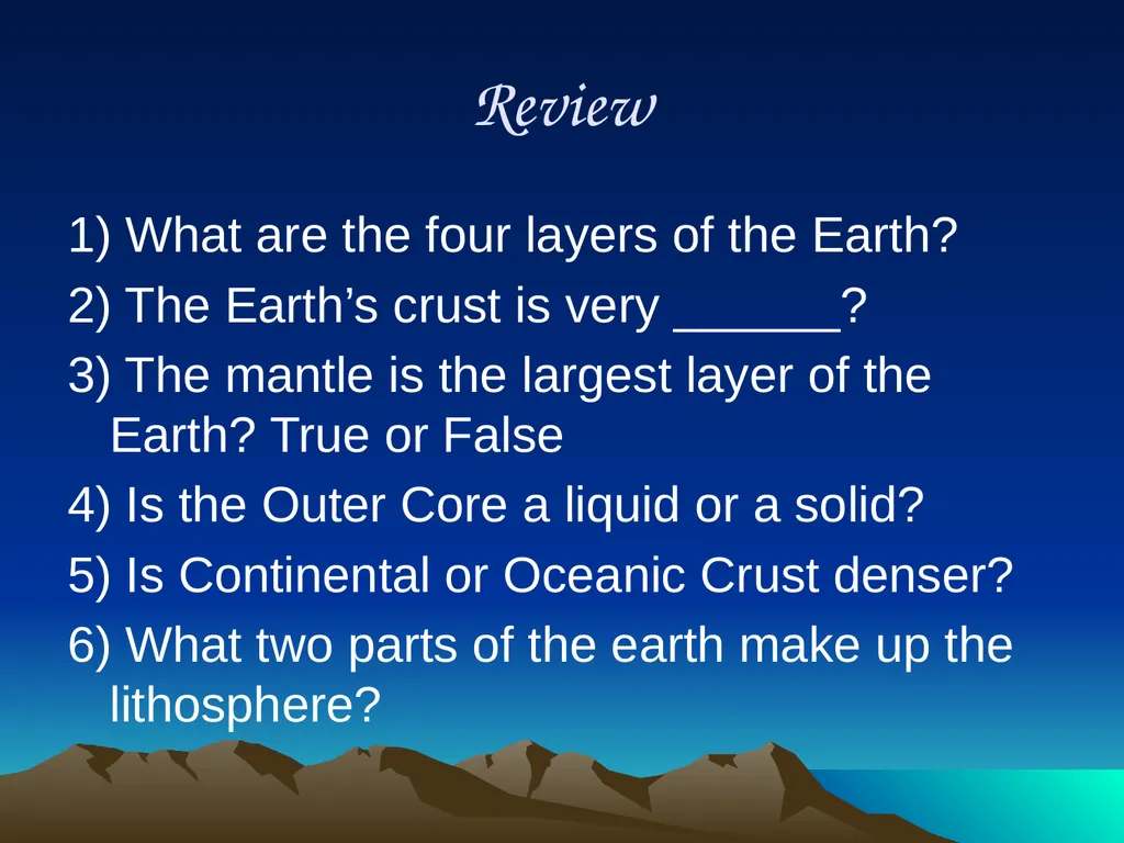 The Layers of the Earth! Earth Layers The Earth is - slide 14 of 15
