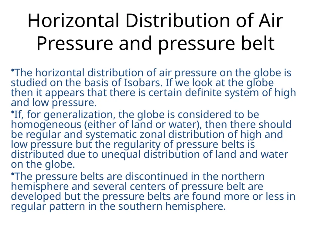 Horizontal Distribution of Air Pressure and - slide 1 of 7