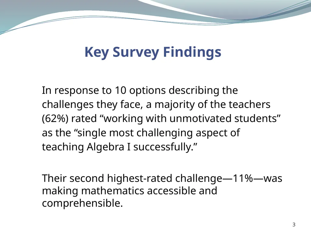 1 Why Aren’t Students Motivated to Study Algebra? - slide 3 of 13