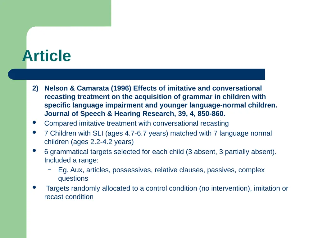 Specific Language Impairment: Therapy approaches - slide 12 of 24