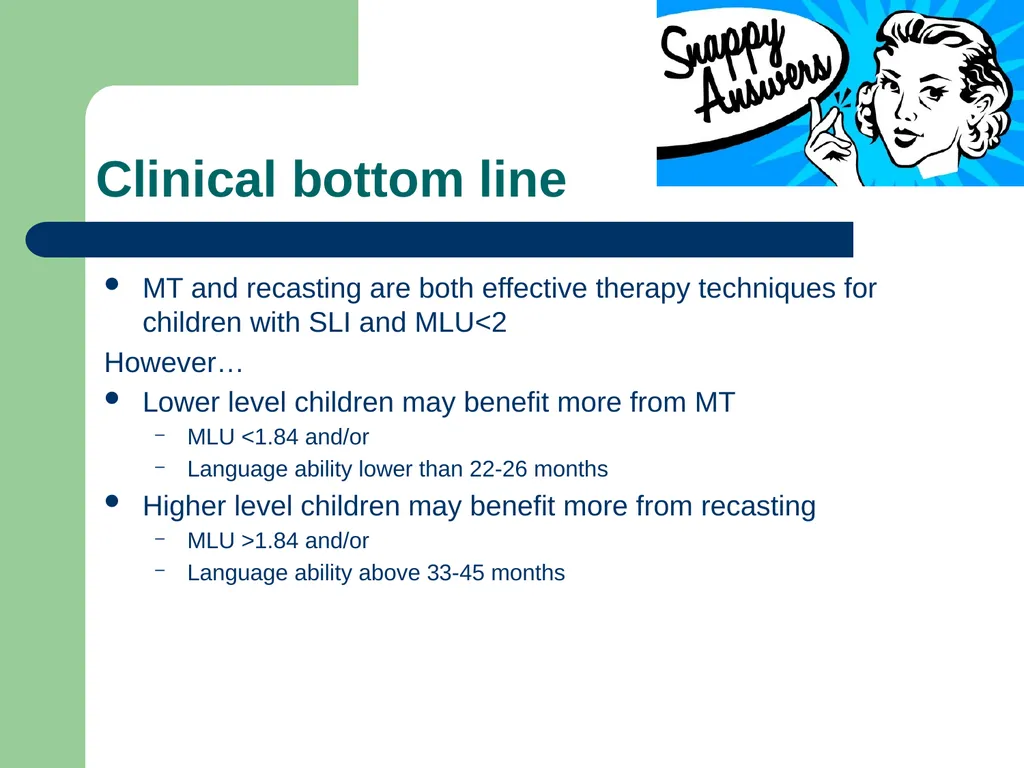 Specific Language Impairment: Therapy approaches - slide 21 of 24