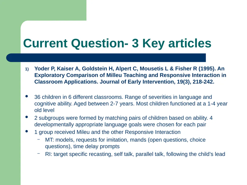 Specific Language Impairment: Therapy approaches - slide 10 of 24