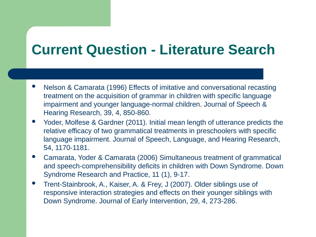 Specific Language Impairment: Therapy approaches - slide 8 of 24
