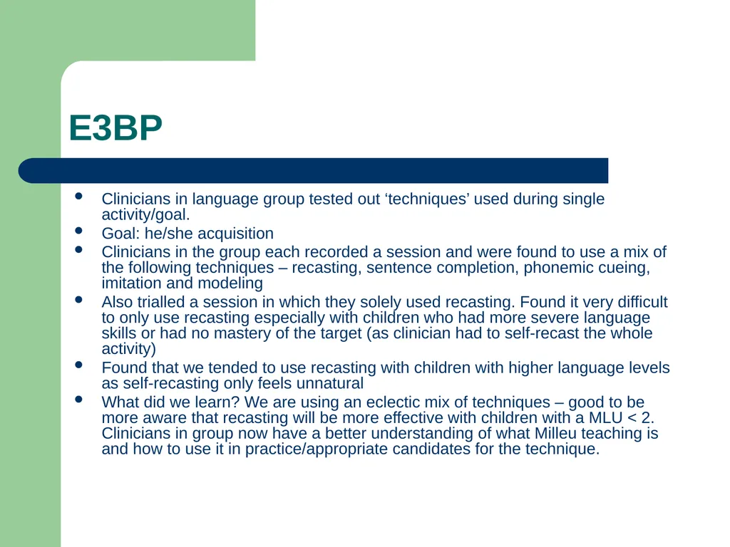 Specific Language Impairment: Therapy approaches - slide 20 of 24