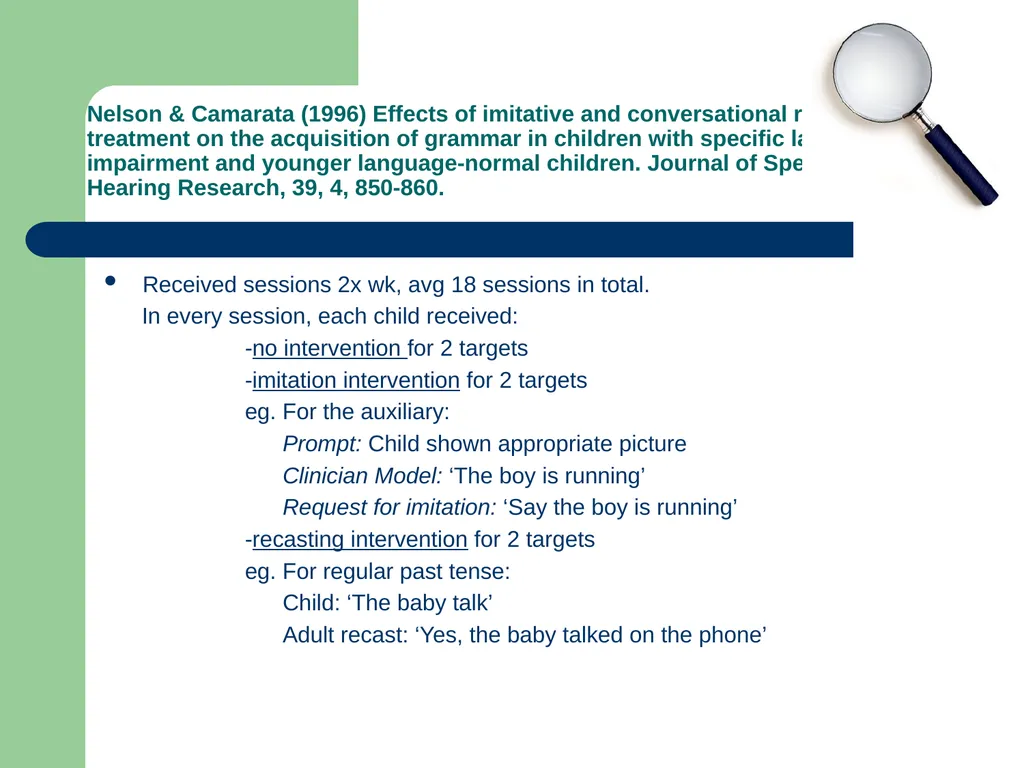 Specific Language Impairment: Therapy approaches - slide 13 of 24