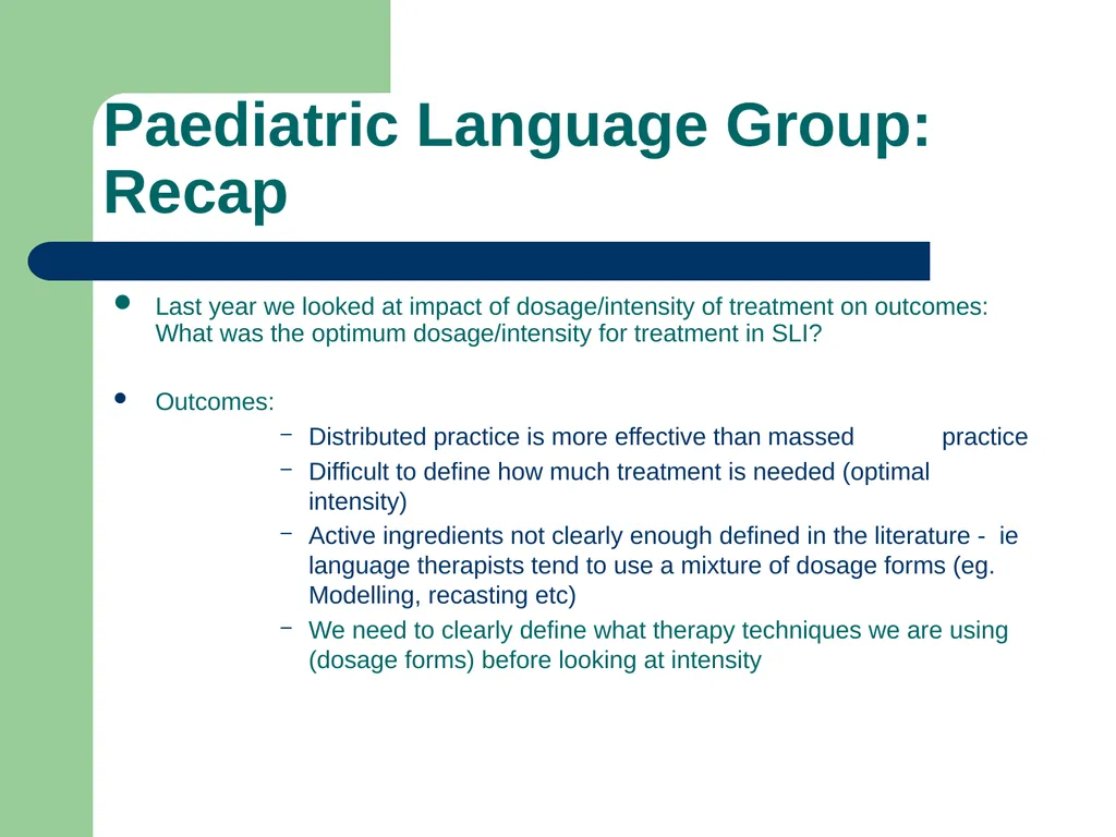 Specific Language Impairment: Therapy approaches - slide 2 of 24
