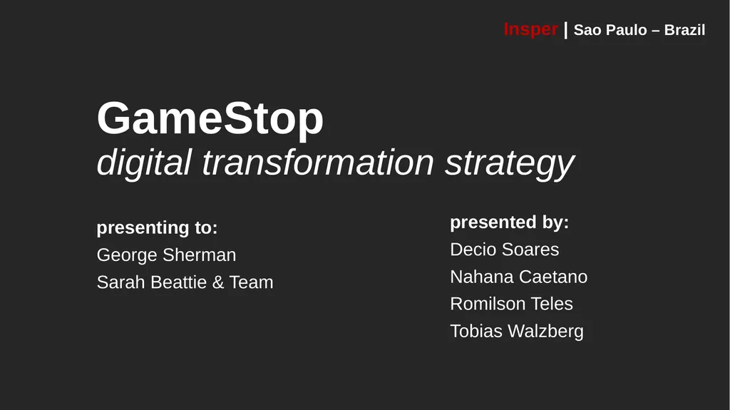 GameStop digital transformation strategy - slide 1 of 29