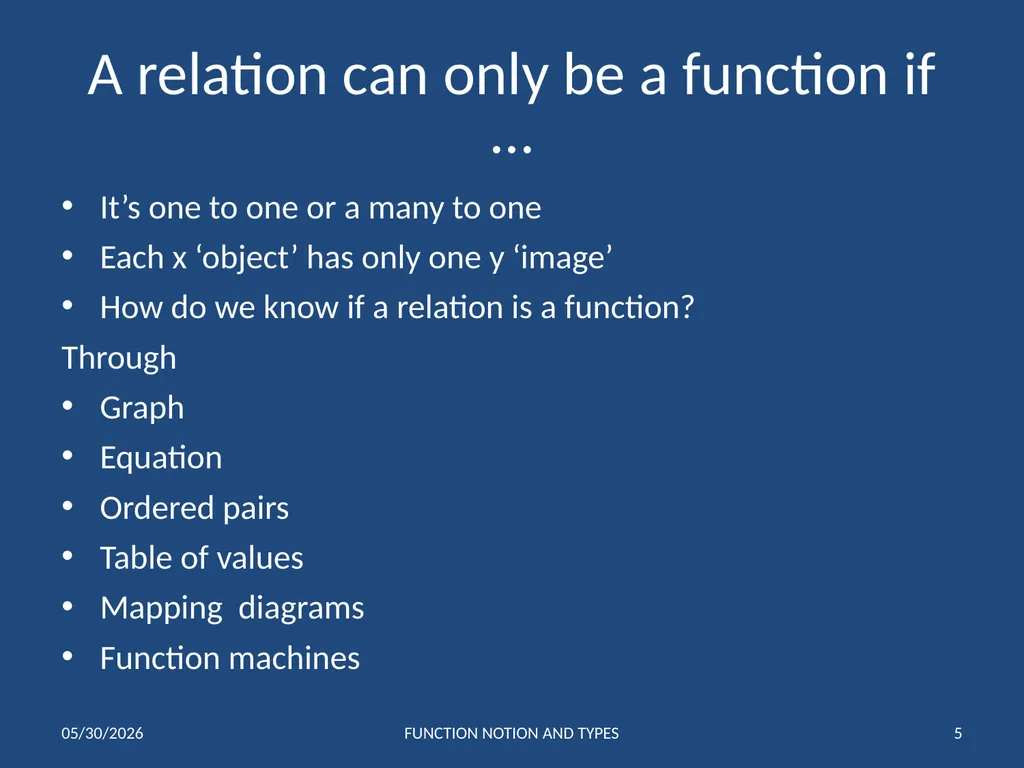 FUNCTIONS 1 Notation and Types of Functions IB 1 - slide 5 of 19
