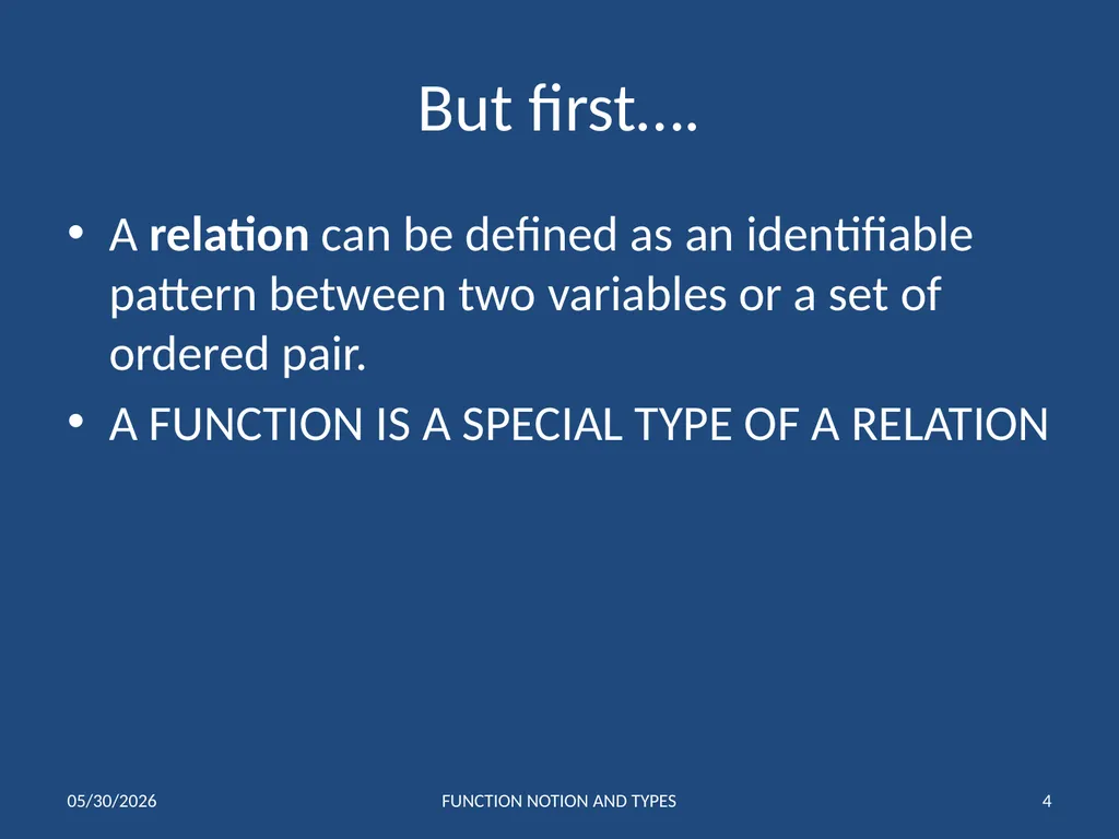 FUNCTIONS 1 Notation and Types of Functions IB 1 - slide 4 of 19