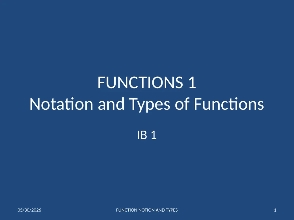 FUNCTIONS 1 Notation and Types of Functions IB 1 - slide 1 of 19