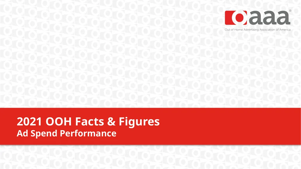 2021 OOH Facts & Figures Ad Spend Performance OOH