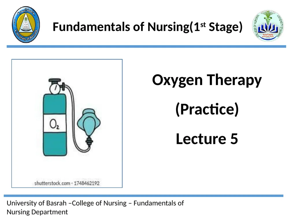 Fundamentals of Nursing(1st Stage) Oxygen Therapy - slide 1 of 28