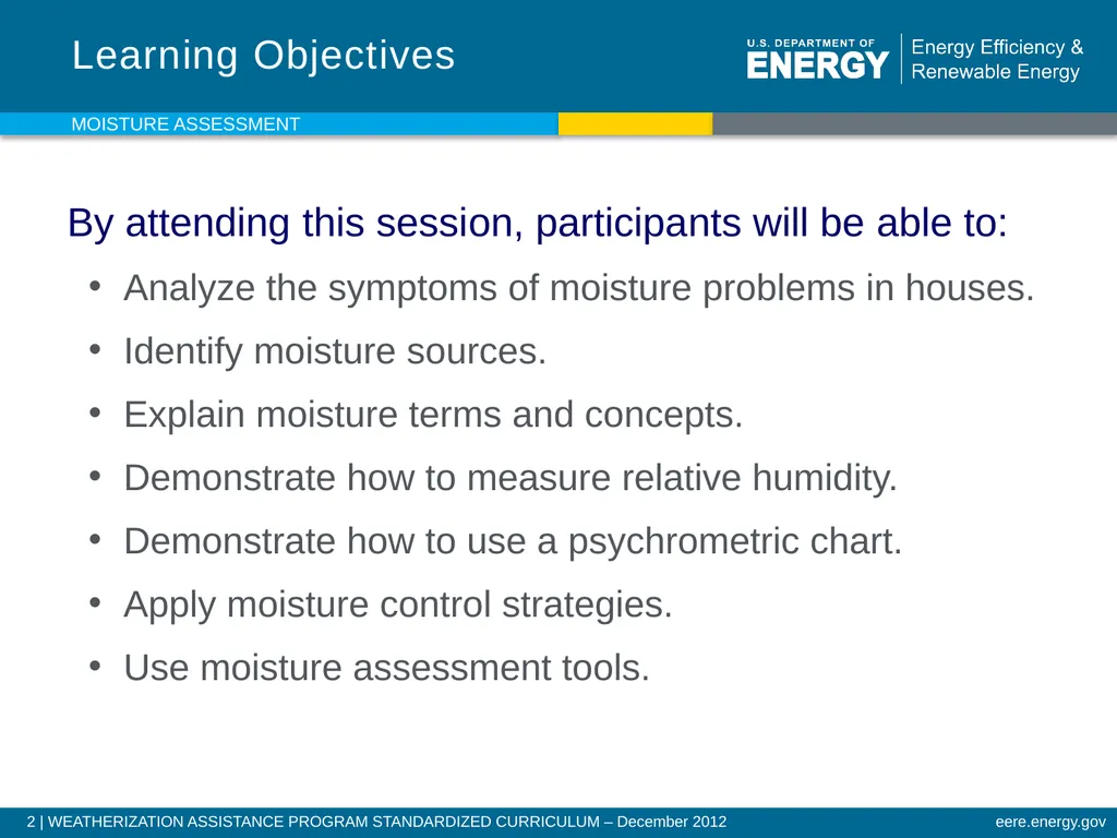 Moisture Assessment WEATHERIZATION ENERGY AUDITOR - slide 2 of 26