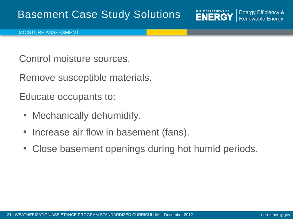Moisture Assessment WEATHERIZATION ENERGY AUDITOR - slide 21 of 26