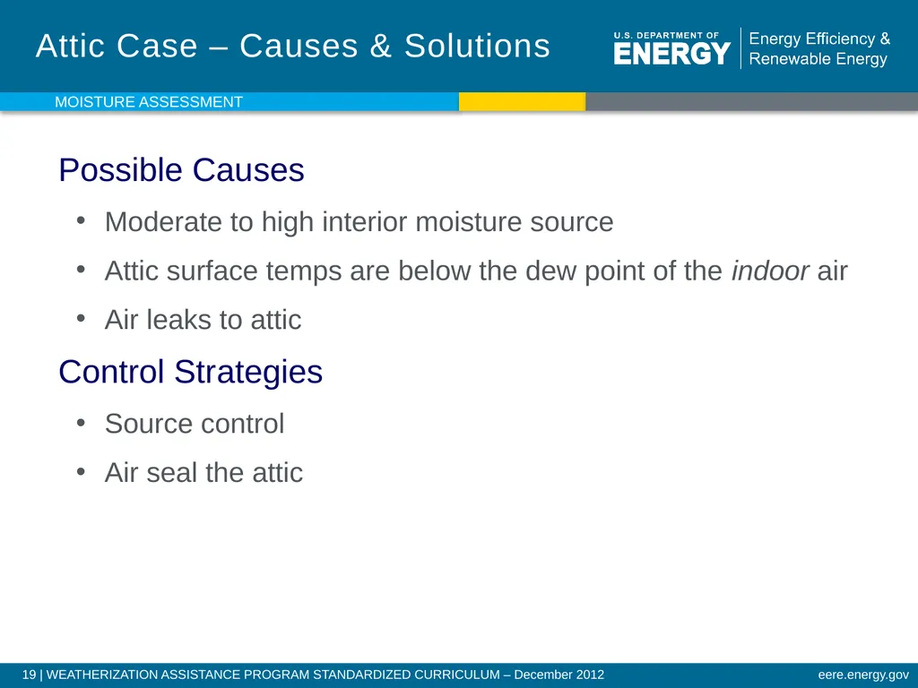 Moisture Assessment WEATHERIZATION ENERGY AUDITOR - slide 19 of 26