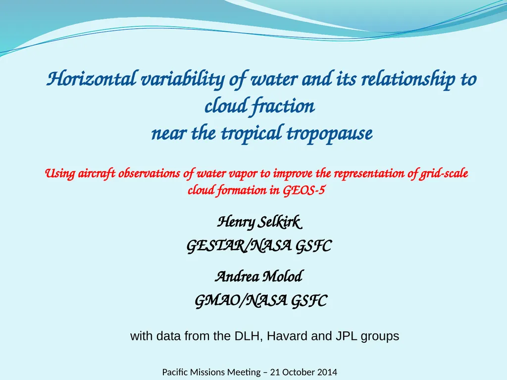 Horizontal variability of water and its - slide 1 of 17