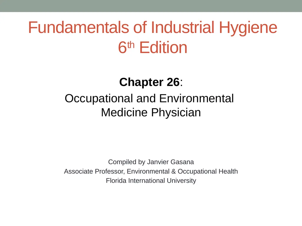 Fundamentals of Industrial Hygiene 6th Edition - slide 1 of 21